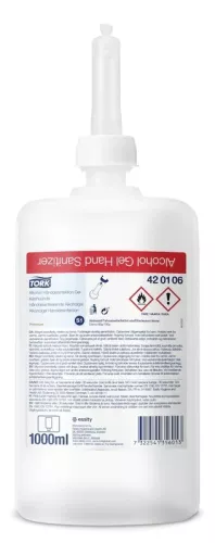 Alkoholgel Tork Premium 80 1L S1 – effektiv handdesinfektion med 80 % alkohol för Tork S1-dispensersystem i vård och offentliga miljöer