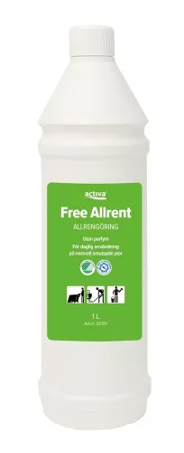 Allrengöring Activa Free 1L – parfymfritt och miljömärkt rengöringsmedel för daglig rengöring av alla ytor i känsliga miljöer