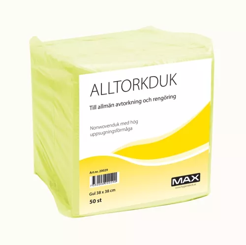 MAX alltorkdukar 38x38 cm i gult – 50-pack med slitstarka dukar för våt och torr rengöring