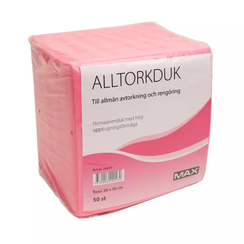 Rosa alltorkduk Max 38x38 cm, förpackning med 50 dukar för allsidig rengöring