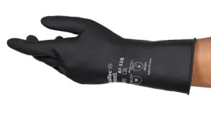 AlphaTec 87-118 Black Heavyweight M – robust latexhandske med kemikalietålighet och halksäkert grepp för krävande arbeten