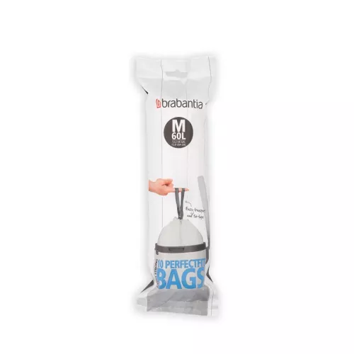 Brabantia Bo avfallspåse M 60L – 10-pack med perfekt passform för Bo-sorteringshinkar  60 liters avfallspåsar för Brabantia Bo pedalhink – M-kod, 10 st på rulle