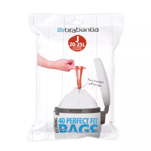 Brabantia avfallspåse J 23 liter 40-pack – perfekt passform för Brabantia-hinkar, i smidig dispenserförpackning