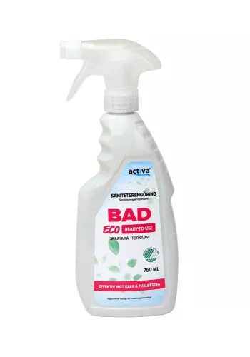 Activa Bad Eco 750 ml – miljömärkt badrumsrengöring för effektiv borttagning av kalk och smuts i dusch, toalett och våtutrymmen