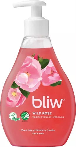 Bliw flytande tvål Vildros 300 ml med pump – mild och återfuktande handtvål med fräsch blomdoft