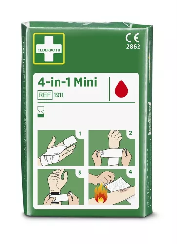 Cederroth 4-in-1 liten blodstoppare – kompakt förbandslösning för att stoppa blödning vid mindre sårskador