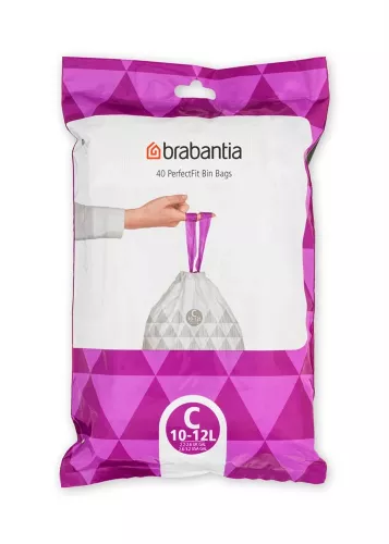 Brabantia avfallspåse 10–12L storlek C – starka soppåsar i dispenserpack, perfekt för pedalhinkar