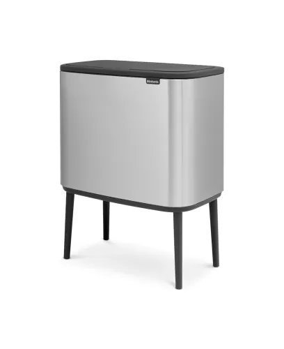 Brabantia Bo Touch Bin 11+23 liter med ben matt stål FPP – sopbehållare med flexibel avfallssortering, touchöppning med fingeravtryckssäker yta och stilren design, för kök, kontor och moderna miljöer