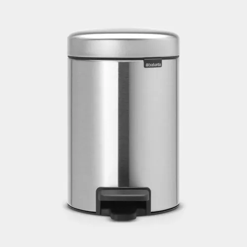 Brabantia NewIcon Pedal Bin 3L – stilren pedalhink i matt rostfritt stål med Fingerprint Proof-ytbehandling, perfekt för badrum eller kontor