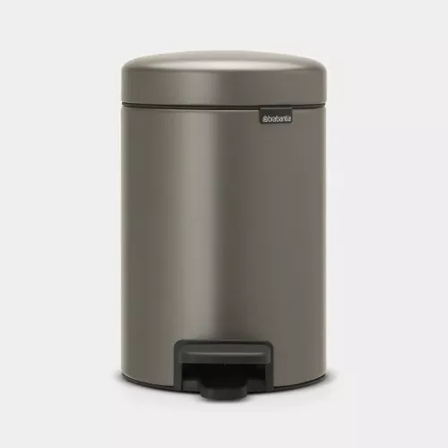 Brabantia NewIcon pedalhink 3 L platinum – sopbehållare med pedalöppning för hygienisk avfallshantering i kompakt och stilren design i platinum som ger ett elegant och modernt intryck, anpassad för kök, badrum och kontor