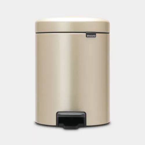 Brabantia NewIcon pedalhink 5 liter metallic gold – elegant sopbehållare, hygienisk avfallshantering med pedalöppning och mjukstängande lock samt slitstark design, för badrum, toalett och hushåll