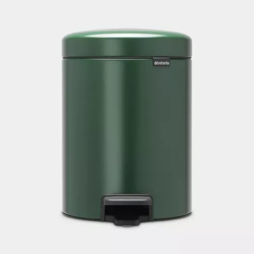 Brabantia NewIcon pedalhink 5 liter pine green – sopbehållare för hygienisk avfallshantering med pedalöppning, mjukstängande lock och slitstark design, för badrum, toalett och hushåll