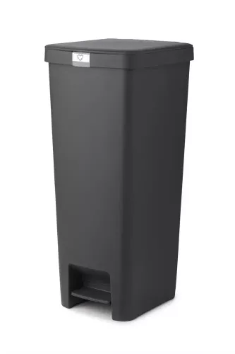 Brabantia Pedal Bin StepUp 40 liter mörkgrå – Soptunna mörkgrå för hygienisk avfallshantering, pedalöppning med mjukstängande lock och robust design, för kök, kontor och hushåll