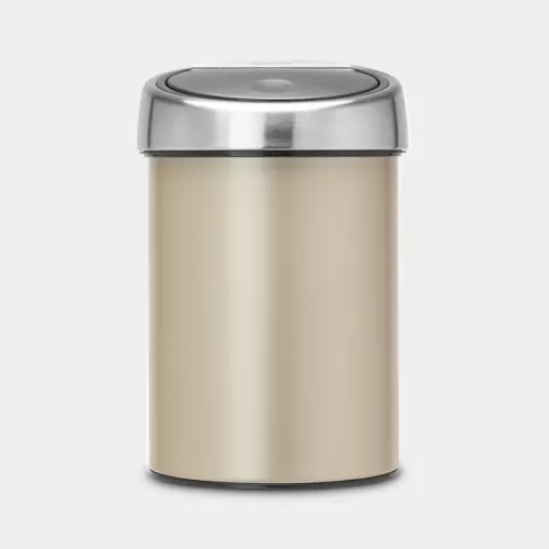 Brabantia Touch Bin 3 liter metallic gold – sopbehållare för smidig avfallshantering med touchöppning, tyst stängning och kompakt stilren design, för badrum, toalett och mindre utrymmen