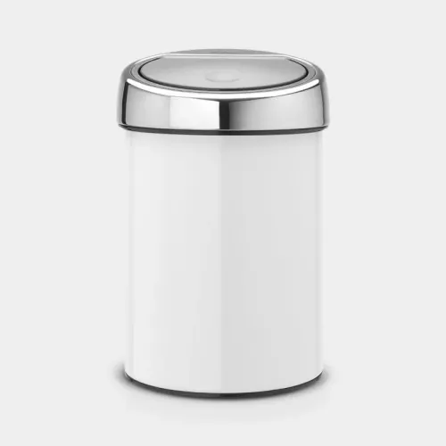 Brabantia Touch Bin 3 L vit – sopbehållare med touchöppning för hygienisk avfallshantering i kompakt och stilren design som ger smidig användning, anpassad för kök och badrum