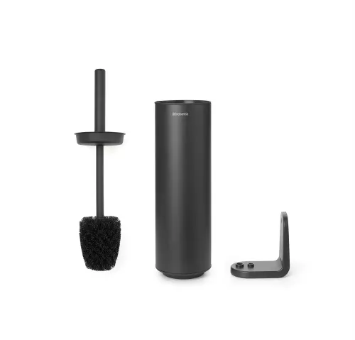 Brabantia WC-borste med väggfäste mineral grå – modern toalettborste med hygienisk hållare, väggmontering och effektiv rengöring för stilrena badrum