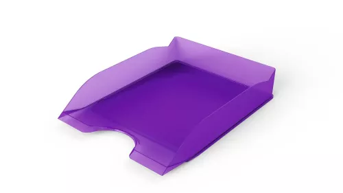 Brevkorg Basic A4 transparent lila – stilren och funktionell dokumentkorg för organisering av papper i genomskinlig design