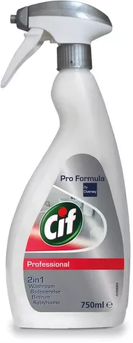 Cif Pro Formula badrum 2-in-1 750 ml – effektivt rengöringsmedel som avlägsnar kalk och smuts, ger skinande rena ytor i badrum och hygienutrymmen
