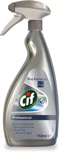 Cif Pro Formula Stainless Steel 750 ml – effektiv rengöringsspray för rostfria ytor, ger glans utan ränder i kök och professionella miljöer
