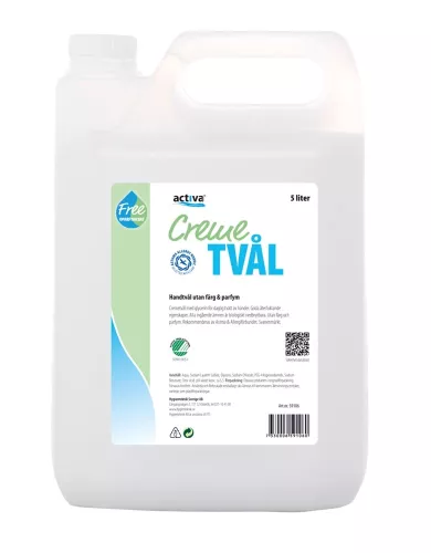 Cremétvål Activa Free 5L – mild och parfymfri handtvål för skonsam och effektiv rengöring