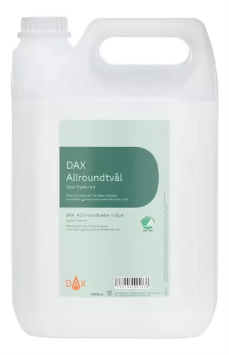DAX allroundtvål oparfymerad 5 liter mild och effektiv flytande tvål utan parfym, skonsam mot huden och lämplig för frekvent handtvätt i vård, livsmedelshantering och professionella hygienmiljöer