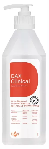 DAX Clinical handdesinfektion 600 ml – handdesinfektion i praktisk pumpflaska för hygienisk handrengöring med snabb effekt, återfuktande egenskaper och bred antimikrobiell verkan, för vård och arbetsmiljö