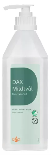 DAX mildtvål oparfymerad 600 ml skonsam flytande handtvål utan parfym, utvecklad för känslig hud med effektiv rengöring vid frekvent handtvätt i vård, omsorg och offentliga miljöer