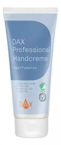 DAX Professional handkräm oparfymerad 100 ml – handkräm i praktisk tub för återfuktning och skydd av torr och känslig hud med parfymfri och snabbabsorberande formula, för vård, arbete och daglig användning