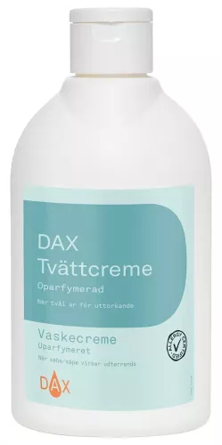 DAX tvättkräm oparfymerad 300 ml – tvättkräm i smidig flaska för skonsam handrengöring med återfettande och parfymfri formula, anpassad för vård och daglig användning