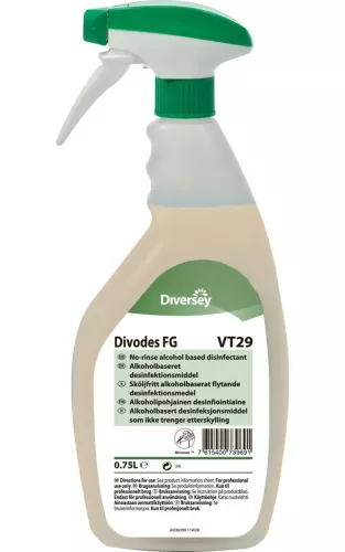 Desinfektionsmedel Divodes FG VT29 750 ml – effektivt medel för desinficering av ytor inom livsmedel och hygieniska miljöer