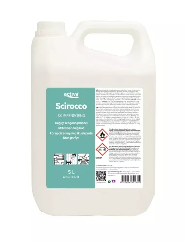Activa Scirocco desinficerande skum – ytdesinfektion med rengörande effekt för vård och hygienmiljöer