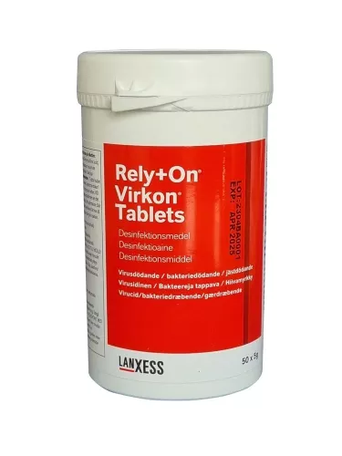 Virkon Rely+On desinfektionstabletter 5 g, 50 st – effektiv ytdesinfektion mot virus, bakterier och svamp