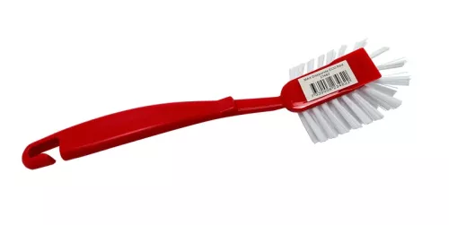 Röd ECO-diskborste från MAX – tillverkad i återvunnen plast med medelhård borst