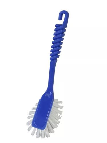 Diskborste Kron Classic i blå färg, ergonomiskt handtag och täta borst för effektiv rengöring av tallrikar och köksredskap