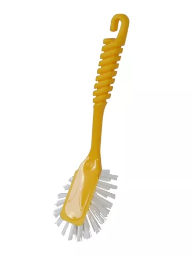 Diskborste Kron Classic i gul färg med ergonomiskt handtag och slitstarka borst för effektiv rengöring
