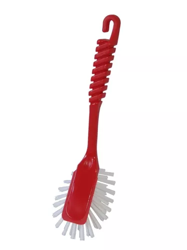 Röd diskborste Kron Classic med ergonomiskt handtag och slitstarka borst. Lämplig för daglig disk och rengöring i kök och restaurangmiljöer