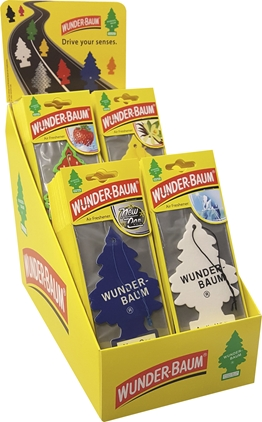 Diskdisplay Wunder-Baum – 3x24-pack klassiska bildoftgranar i praktisk säljdisplay