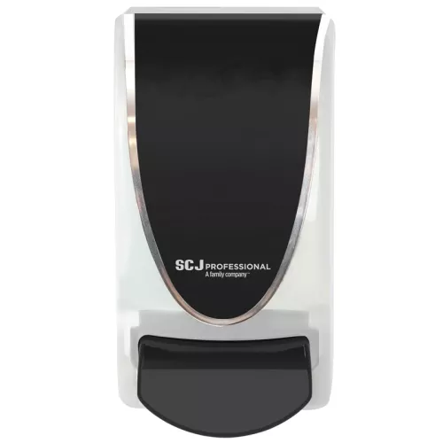 Dispenser 1 liter, svart SilverLine med transparent front – stilren och robust modell från SC Johnson för tvål eller desinfektion