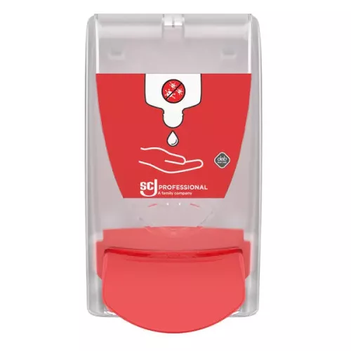 SC Johnson transparent dispenser 1L för handdesinfektion – robust väggmonterad lösning för hygienutrymmen