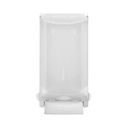 Sterisol dispenser vit med transparent kåpa – hygienisk tvåldispenser för väggmontering i offentliga miljöer