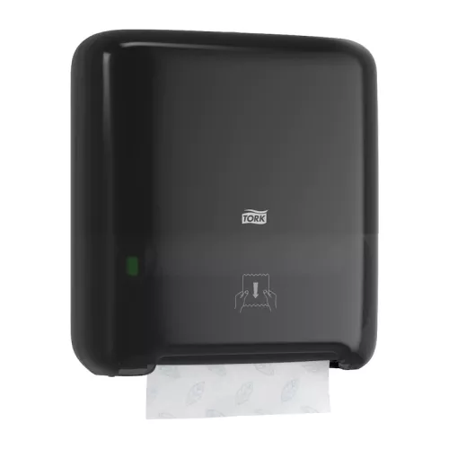 Tork Matic H1 svart dispenser – automatisk pappershandduksdispenser för högtrafikerade hygienutrymmen