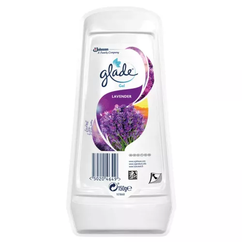 Glade doftblock Lavender Gel – friskt lavendeldoftande gelblock, 150 g för långvarig rumsfräschör