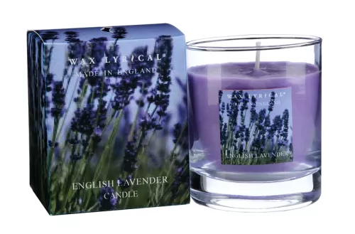Doftljus i glas – English Lavender med avslappnande lavendeldoft för hem och spa  Lavendeldoftande ljus i glasburk – Wax Candle English Lavender för lugn och harmonisk atmosfär