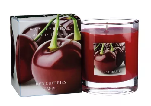 Doftljus i glas Red Cherries – dekorativt ljus med söt och fruktig körsbärsdoft för en mysig och inbjudande atmosfär