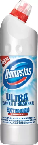 Domestos Ultra White & Sparkle WC Rent 750 ml – kraftfull toalettrengöring med blekande effekt för hygienisk, vit yta