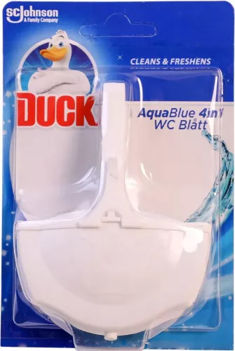 Duck AquaBlue 4in1 WC-block Clip – fräsch doft, rengöring, kalkskydd och skum vid varje spolning för renare toalett