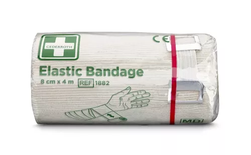 Elastiskt bandage Cederroth 8 cm x 4 m – flexibelt och stabiliserande bandage för snabb fixering och stöd vid skador