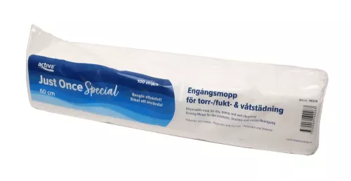 Activa Just Once Special engångsmopp 60 cm, färdigimpregnerad dammopp med hög smutsupptagning för effektiv rengöring av släta golv