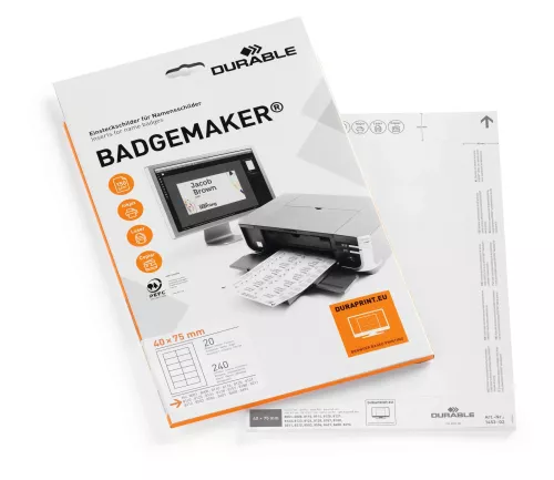 Etiketter Badgemaker 40x75 mm – praktiska etiketter för enkel utskrift av namnskyltar och märkning