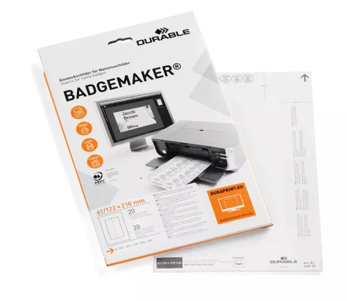 Etiketter Badgemaker 61x210 mm – extra stora etiketter för enkel utskrift av namnskyltar och badges